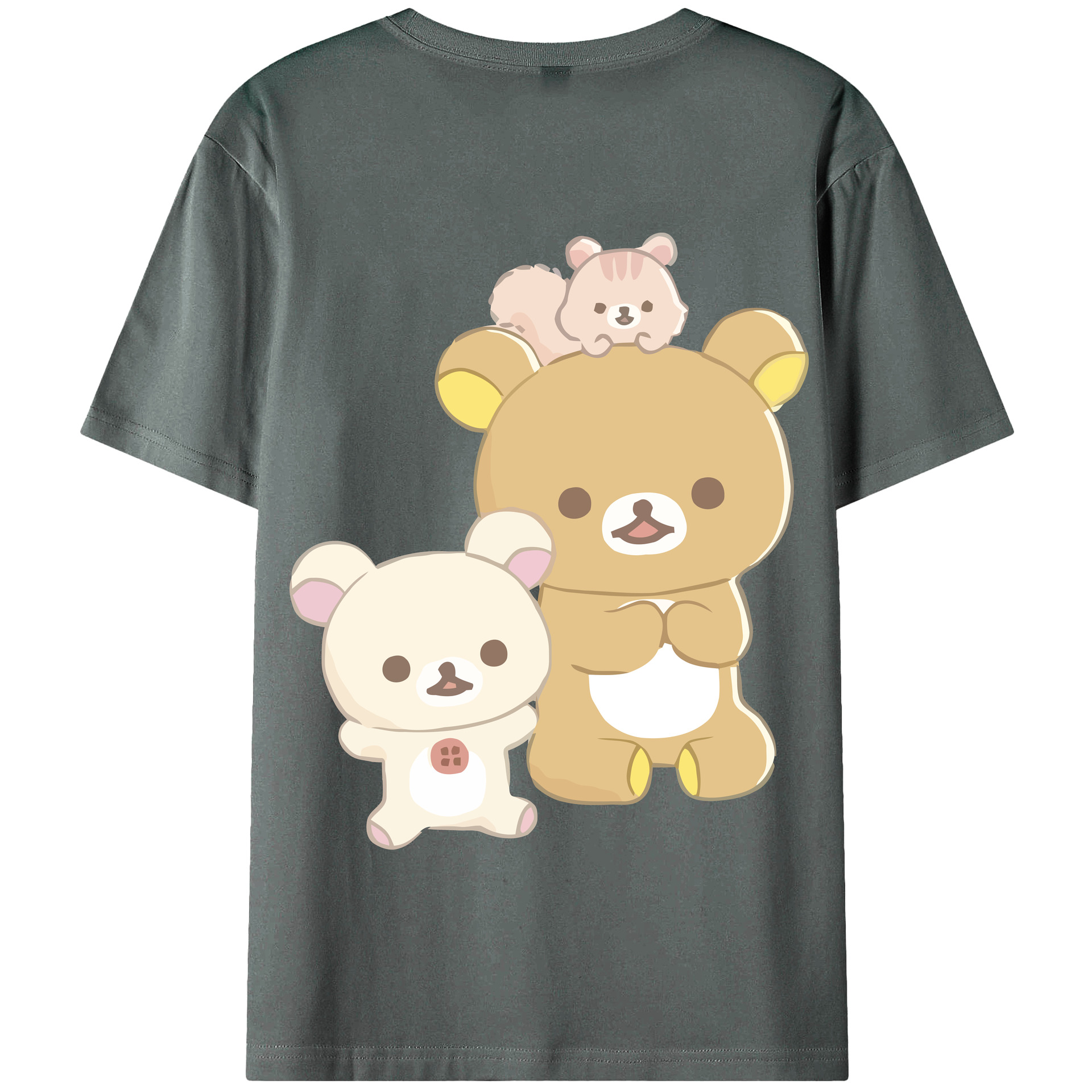 （画像用） リラックマ リラックマ キイロイトリ Rilakkuma Korilakkuma Kiiroitori 綿100％半袖Tシャツ（背面プリント）